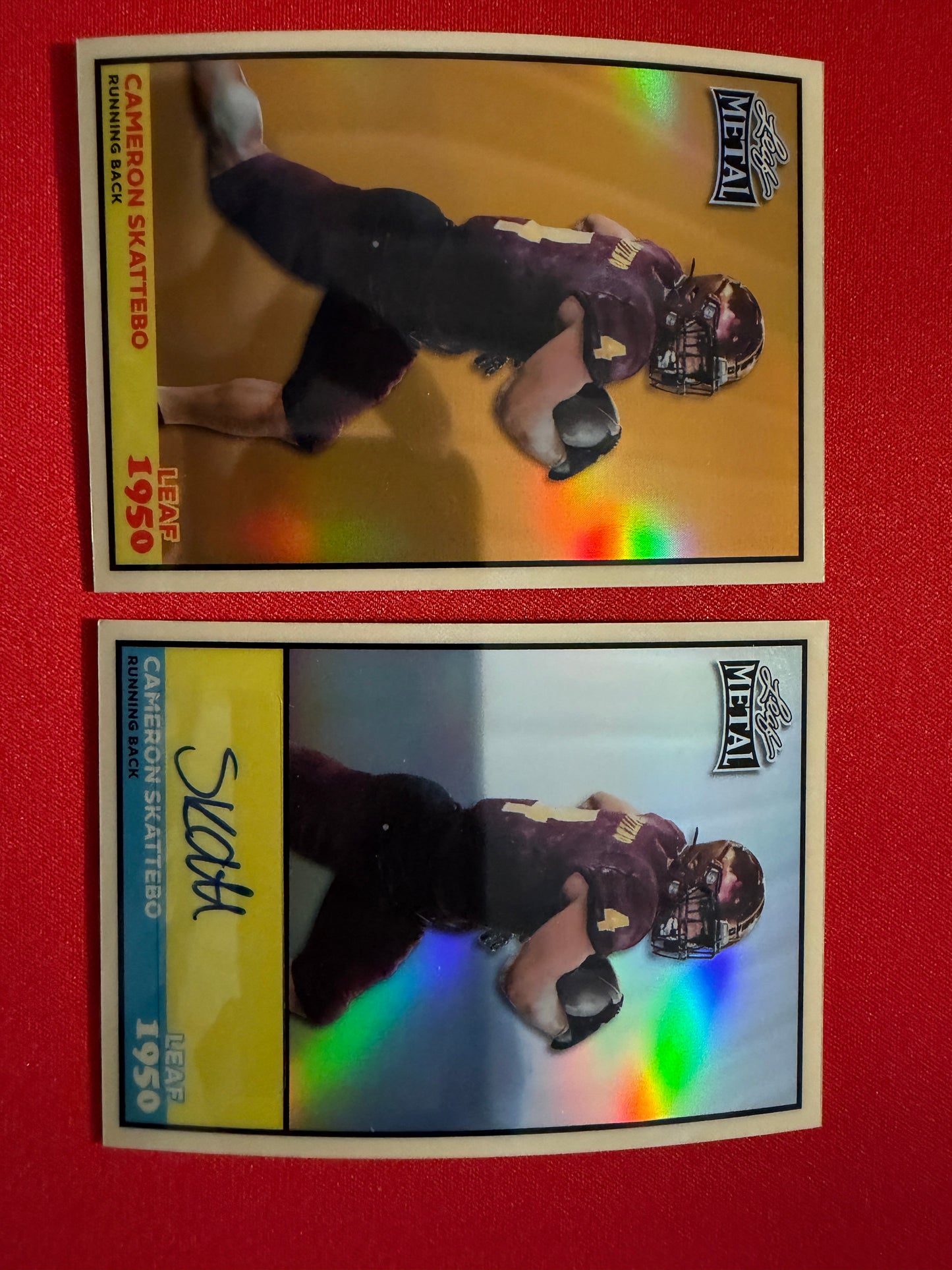 2026 Leaf Metal Football Cam Skattebo 1950 Gold Auto 1/1 Lot