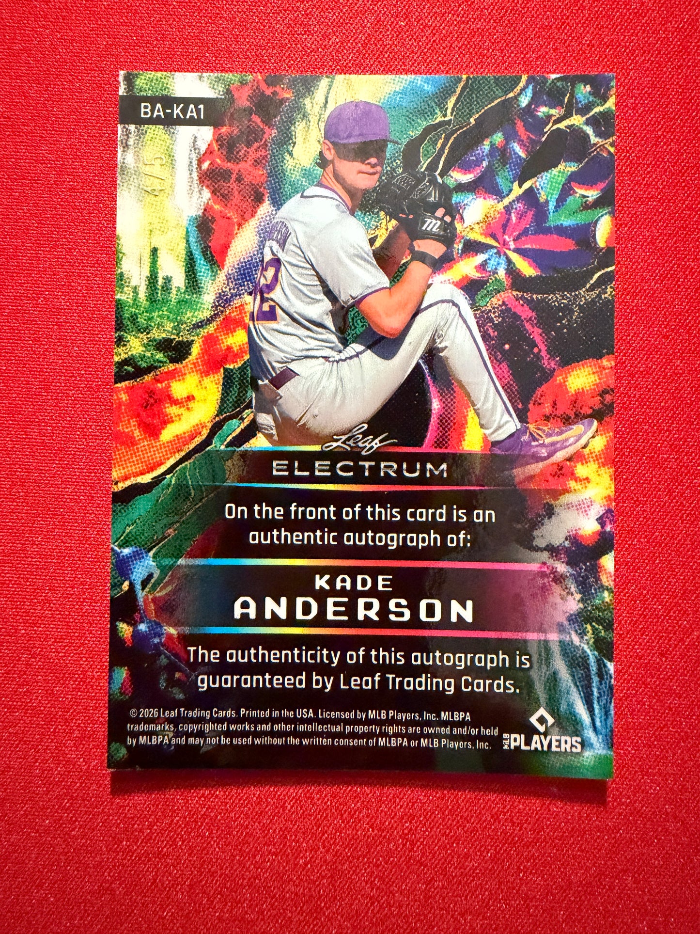 2026 Leaf Electrum Baseball Kade Anderson Base Green /5