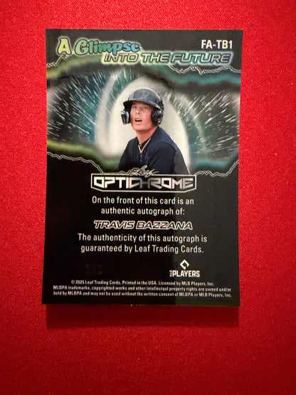 Travis Bazzana 2025 Leaf Optichrome Glimpse Into Future Auto 5/5 Bookend