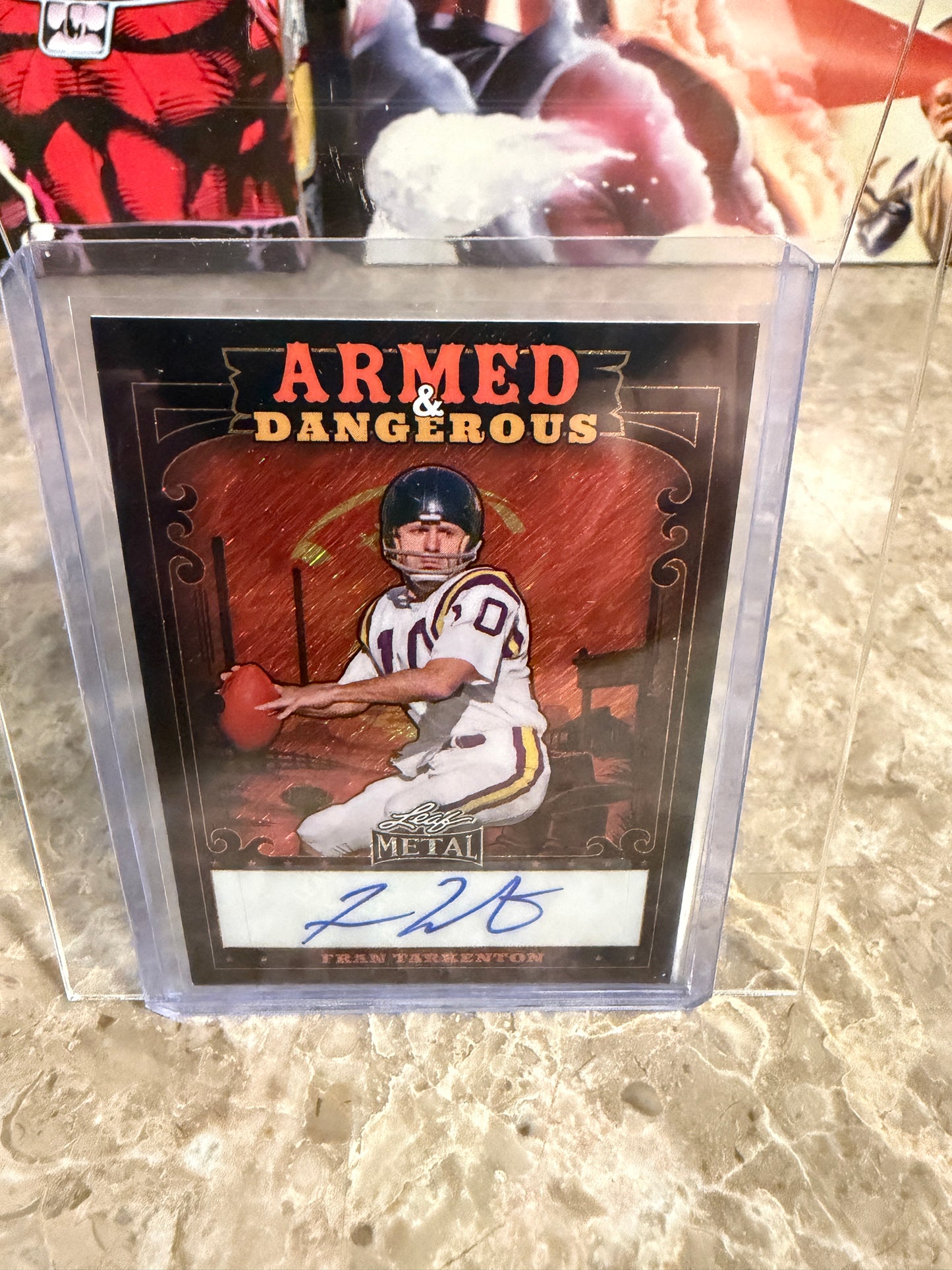 2026 Leaf Metal Football Armed and Dangerous Western Black Shimmer Auto 1/1 Fran Tarkenton
