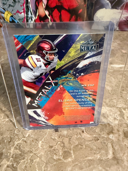 2026 Leaf Metal Football Elijah Spencer Metal X Auto Green Shimmer 1/1