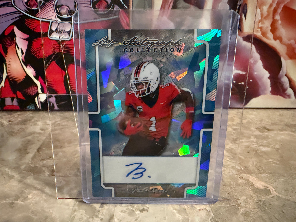 Jamier Brown 2026 Leaf Autograph Collection Base Platinum Cracked Ice Auto 1/1