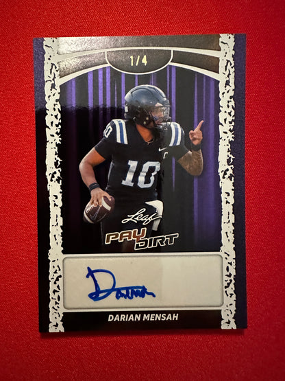 Darian Mensah 2026 Leaf Paydirt Football Base Purple Autograph 1/4