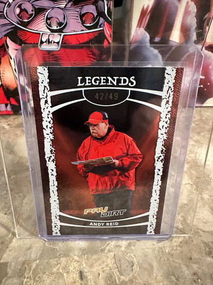 2025 Leaf Paydirt Andy Reid LEGENDS ORANGE PARALLEL /49 Chiefs Eagles