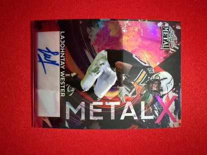 LaJohntay Wester 2026 Leaf Metal Football Metal X Pink Prismatic 1/1
