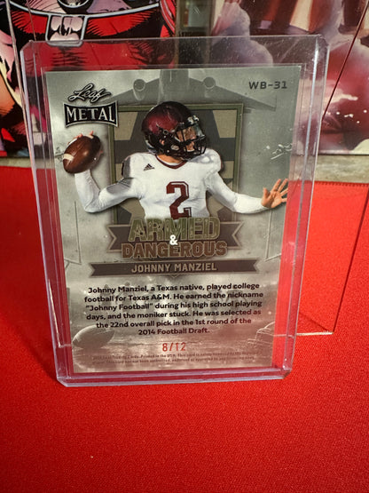 2026 Leaf Metal Football Armed & Dangerous Johnny Manziel Silver Prismatic 8/12