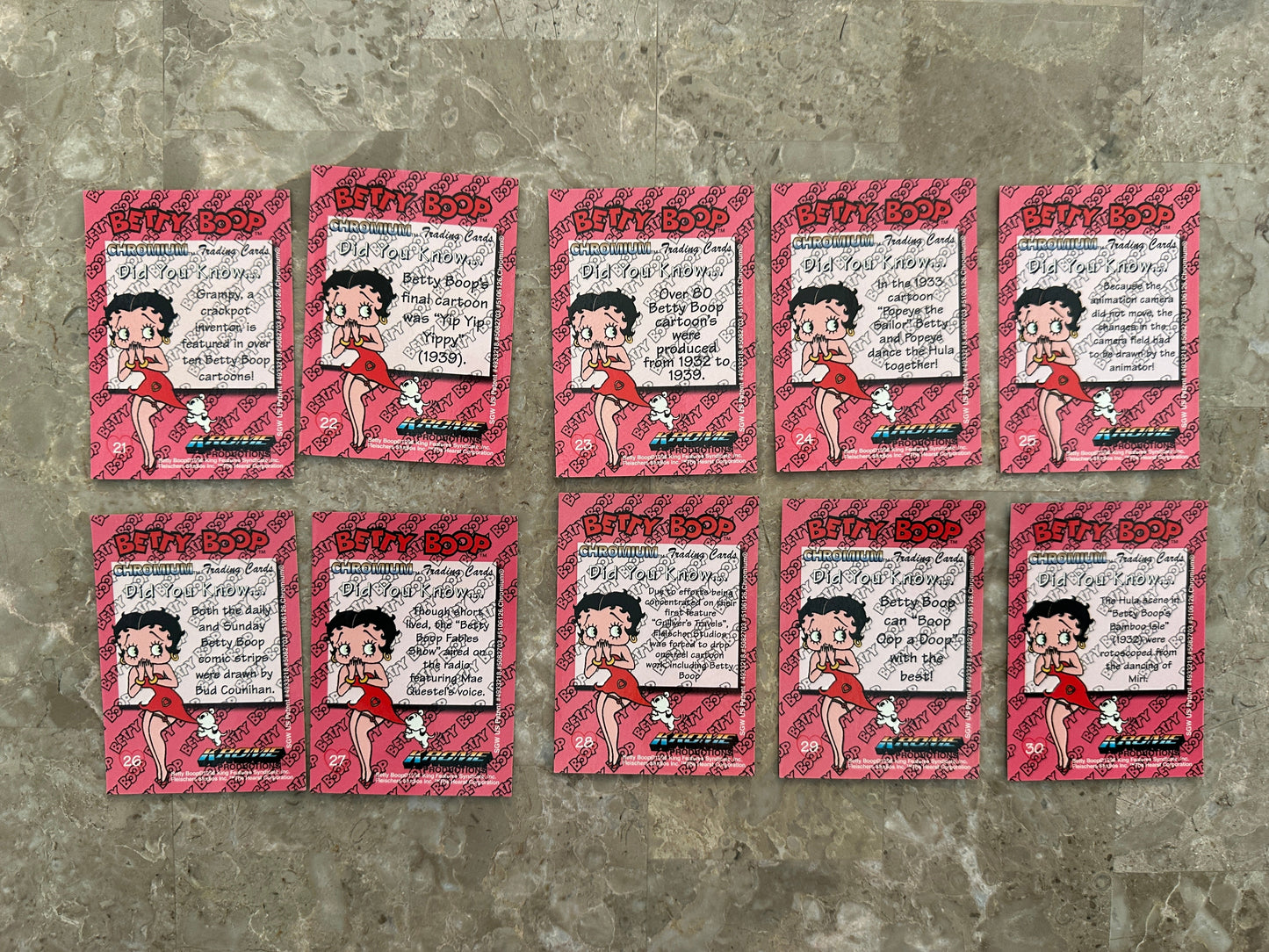 Betty Boop Pinups Complete Card Set + Nostalgia Chrome 1-5/Clear Chrome 1,4