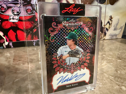 Nick Kurtz 2026 Leaf Signature Series Base Auto Red Stardust 1/1