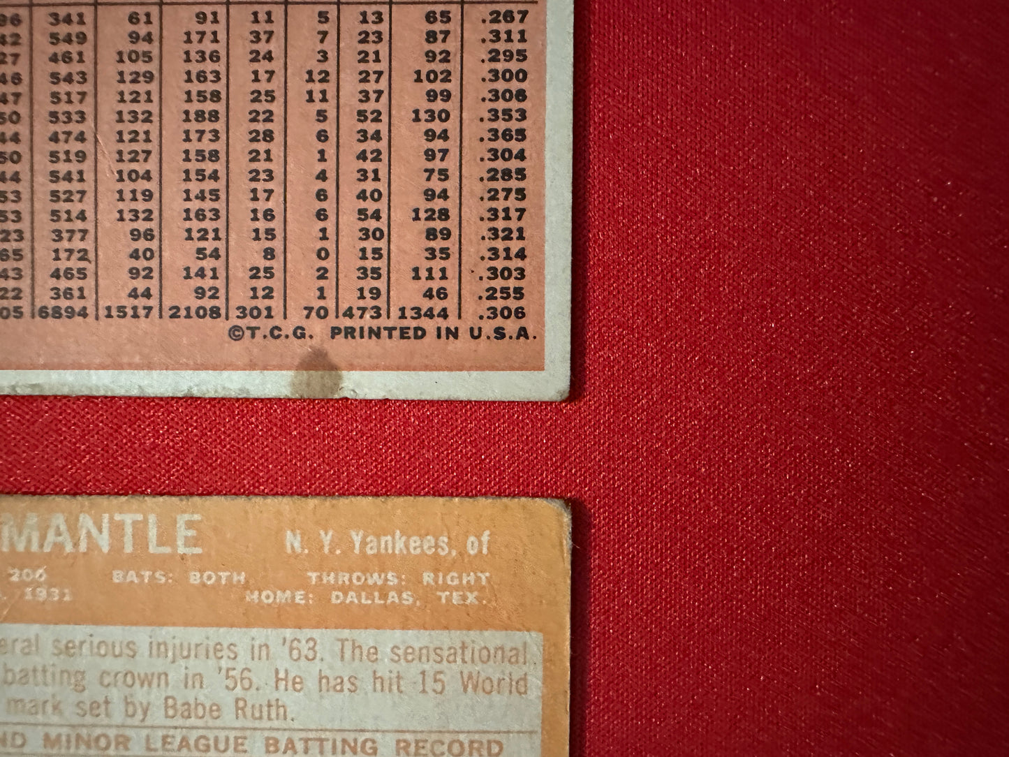 MICKEY MANTLE 2-Card Lot - 1964 Topps #50 & 1966 Topps #50 - Low Grade