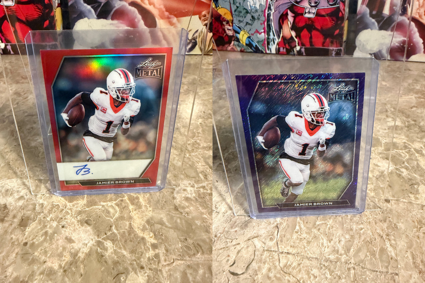 Jamier Brown 2026 Leaf Metal Auto Red OSU Color Match 2-Card Lot