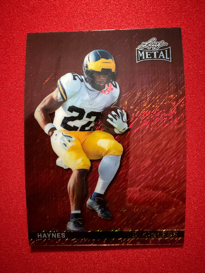 Justice Haynes 2026 Leaf Metal Football Stainless Red Shimmer 1/4