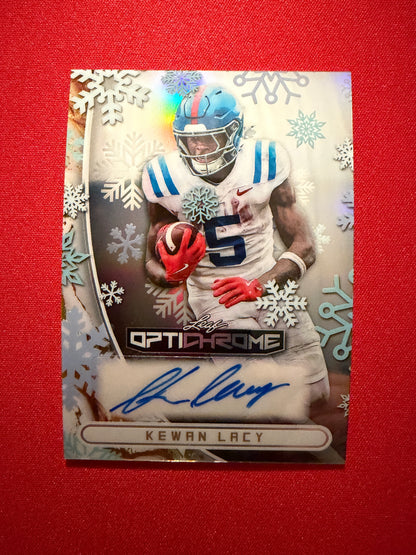 Kewan Lacy 2026 Leaf Optichrome Football Base Auto Snow Day /5