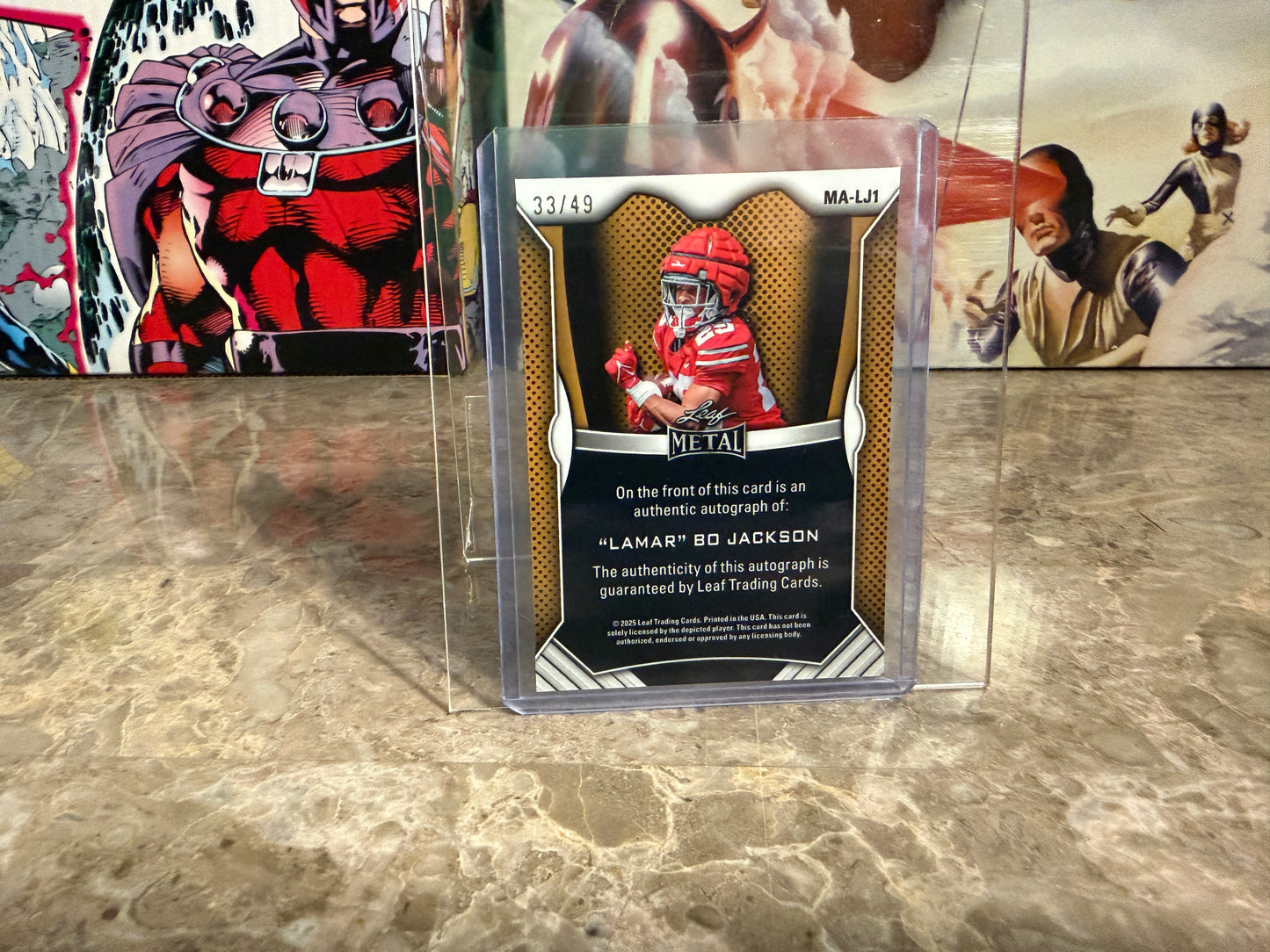 Lamar "Bo" Jackson 2026 Leaf Trinity Football Metal Auto Silver Shimmer /49