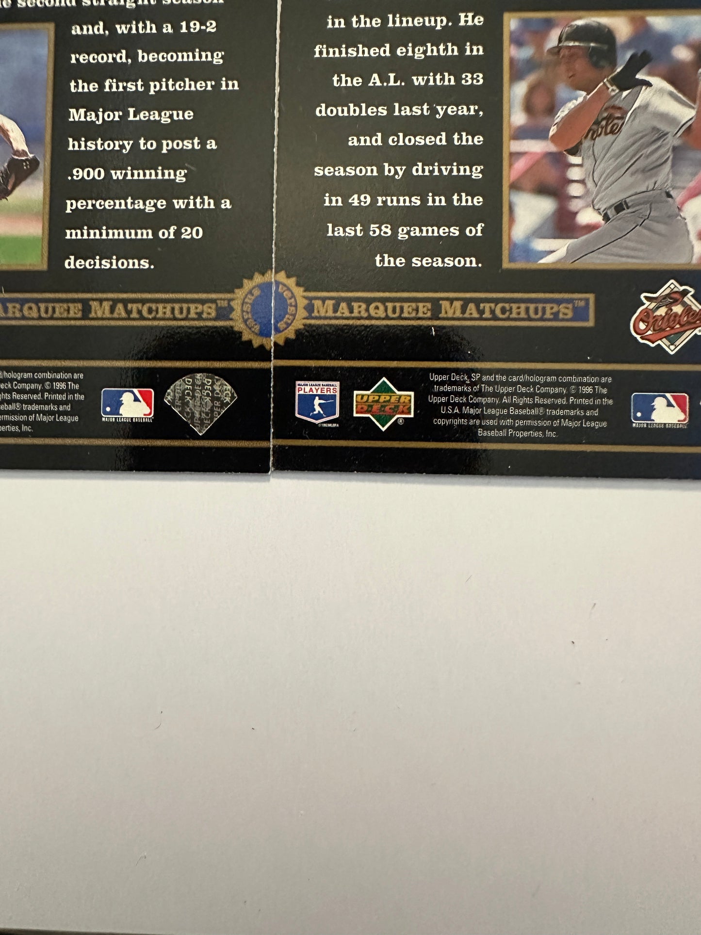 Cal Ripken Jr. #MM9/Greg Maddux #MM10 (1996 Upper Deck SP Marquee Matchups)