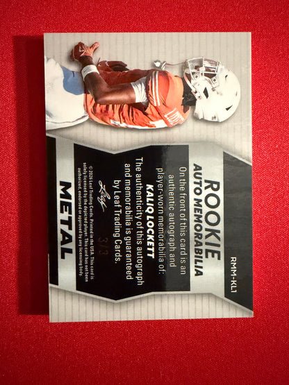 Kaliq Lockett 2026 Leaf Trinity Rookie Auto Memo Metal Multicolor Patch /3