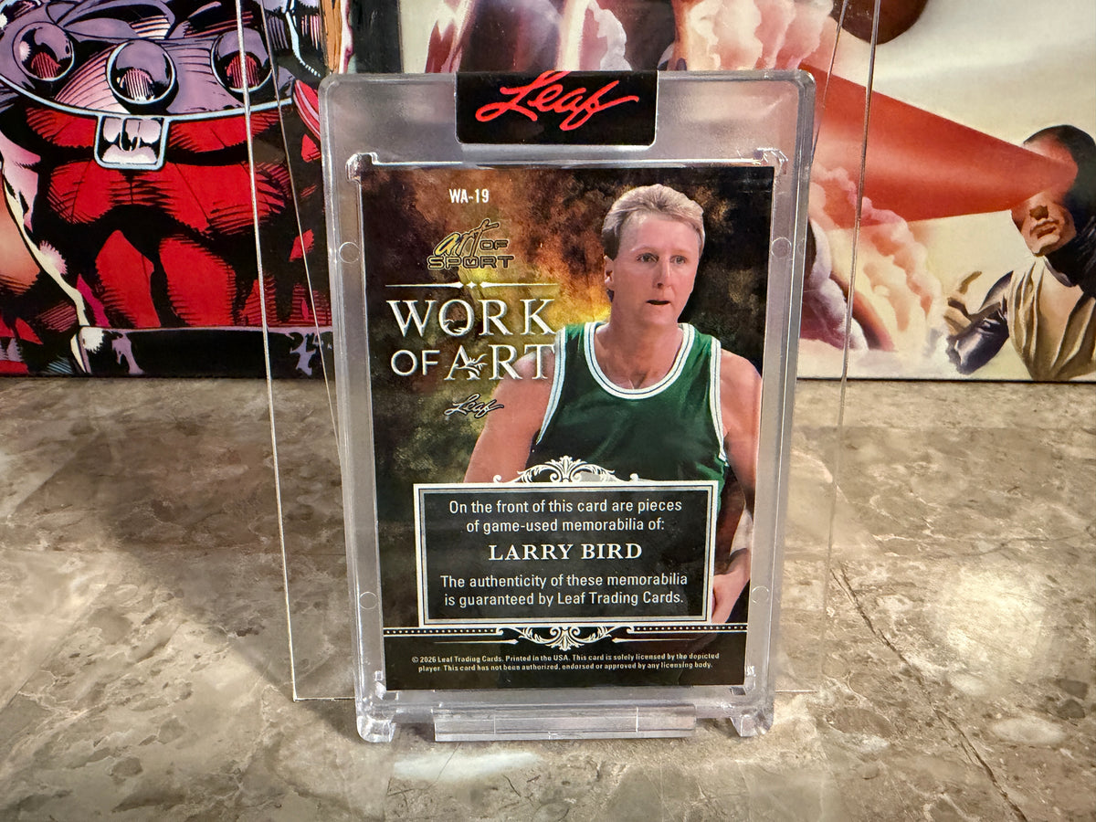 2026 Leaf Art of Sport Work of Art Larry Bird Triple Game-Used 1/3 Bookend