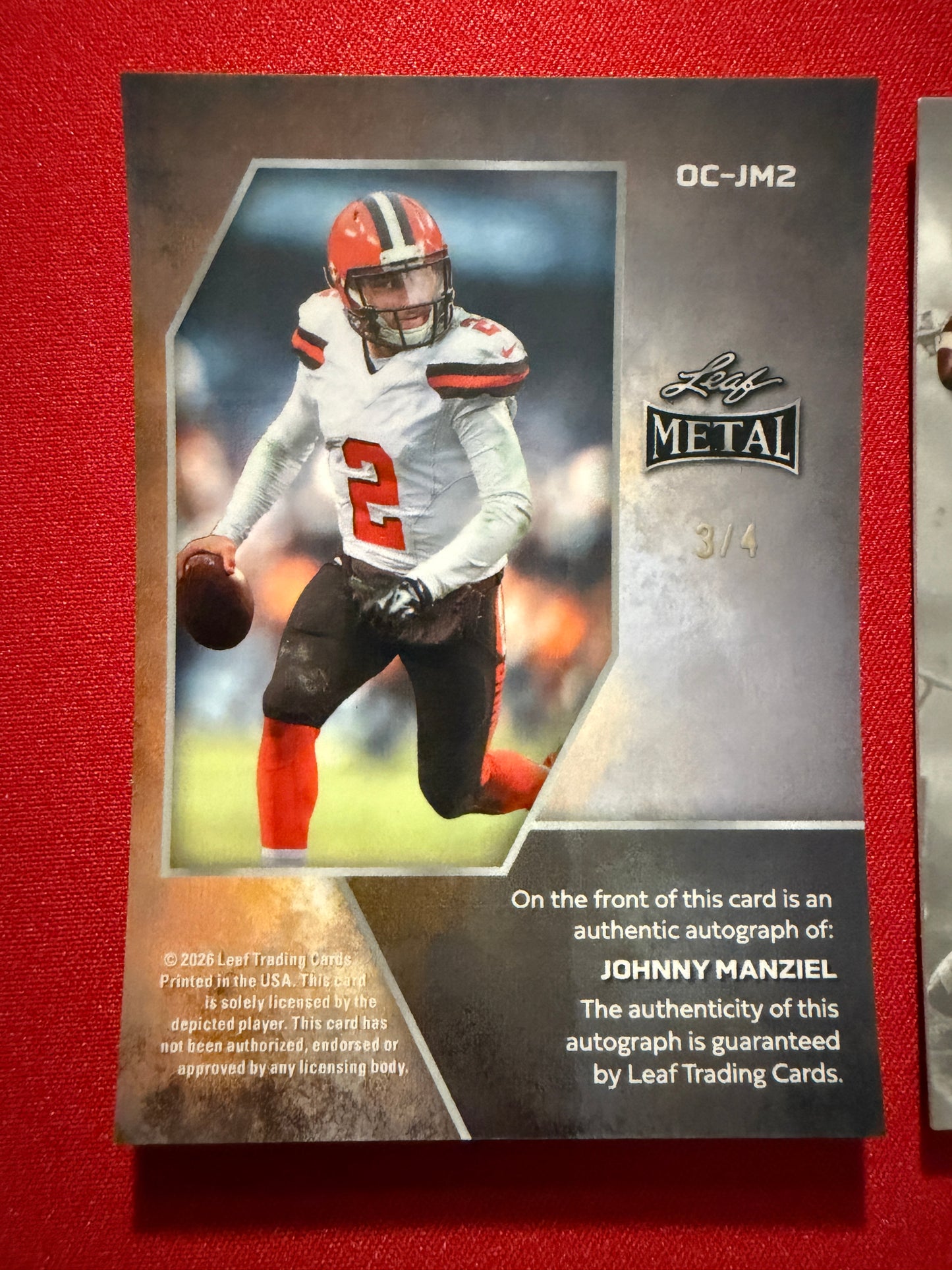 2026 Leaf Metal Football Johnny Manziel Auto Pink Kaleidoscope 2/4