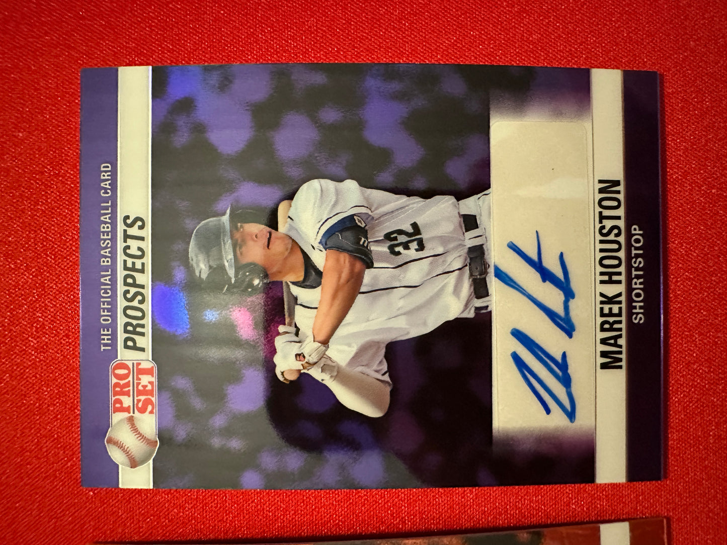 2026 Leaf Pro Set 1990 Marek Houston 2-Card Prospect Lot (1/1 Lazer & Purple Auto /8)