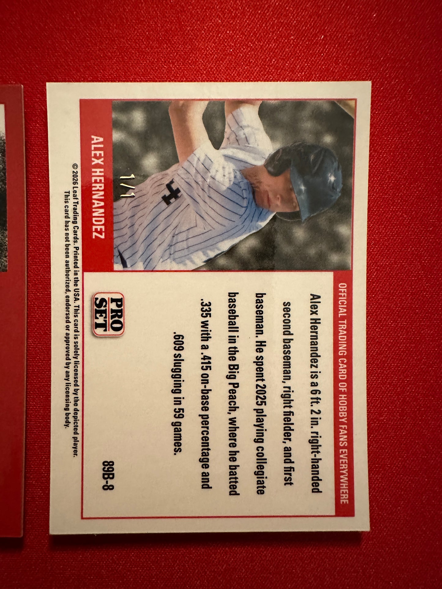 Alex Hernandez 2026 Leaf Pro Set Two-Card Prospect Lot 1/1s
