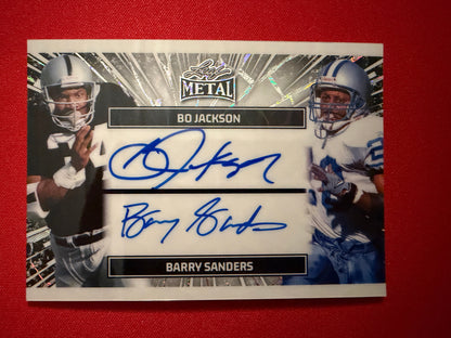 2026 Leaf Pro Set Metal Barry Sanders Bo Jackson On-Card Auto 7/7 Bookend