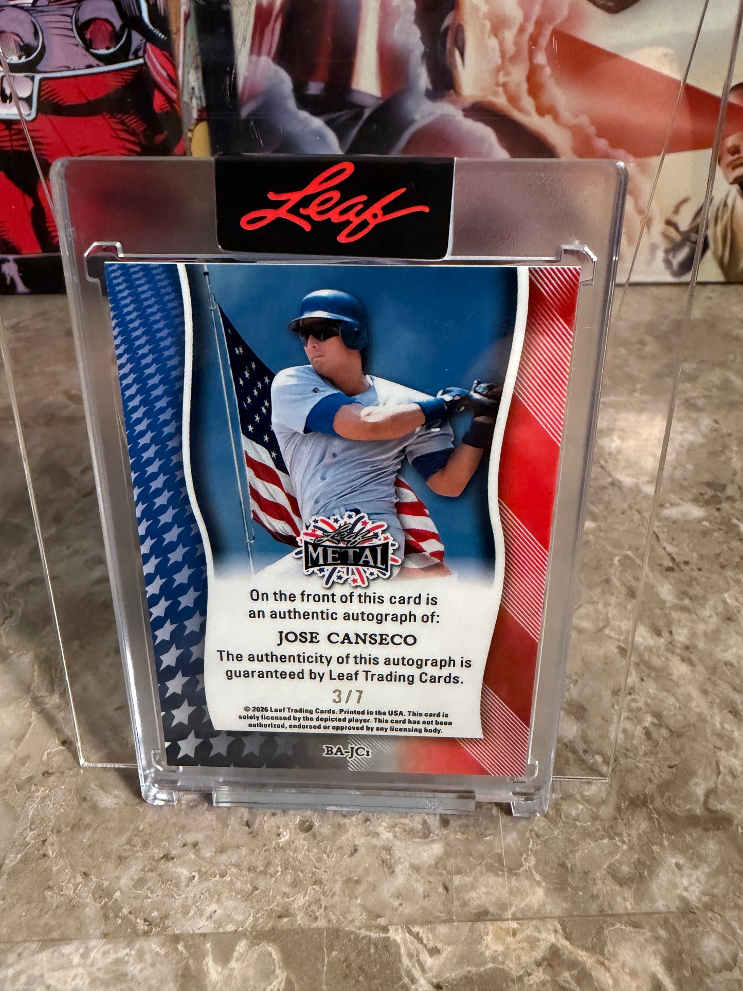 2026 Leaf Metal Independence Day Silver Bald Eagle Auto Jose Canseco 3/7
