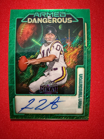 2026 Leaf Metal Football Armed and Dangerous Green Shimmer Auto 1/1 Fran Tarkenton