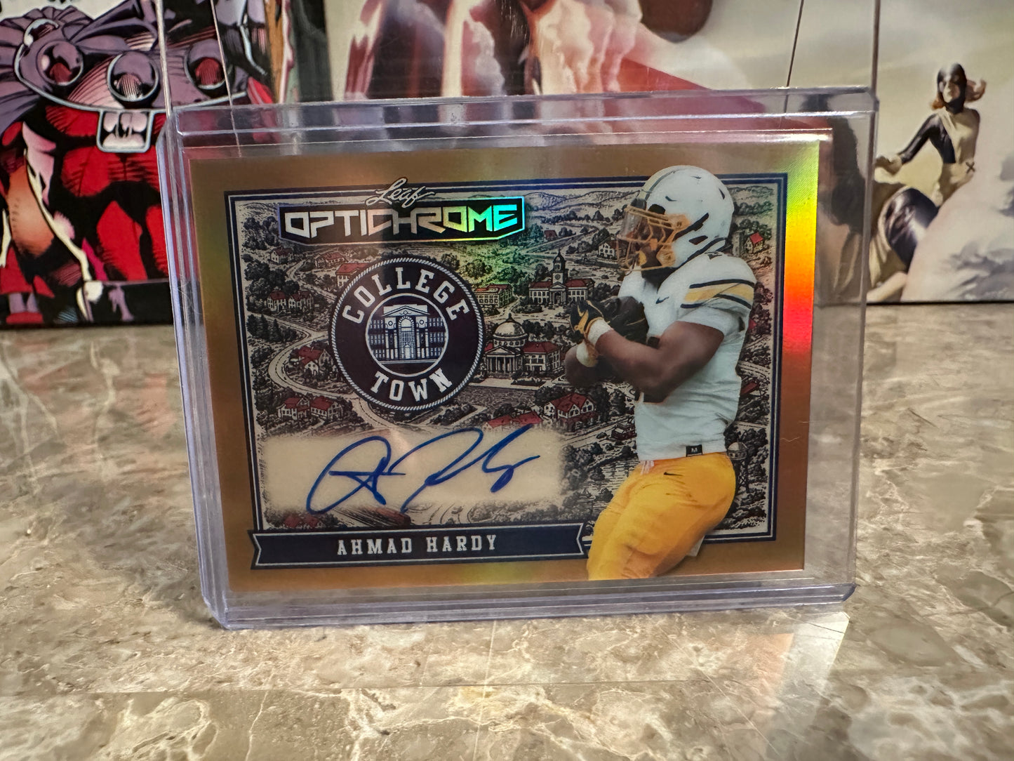 Ahmad Hardy 2026 Leaf Optichrome Football College Town Gold Prismatic 1/1 Autograph