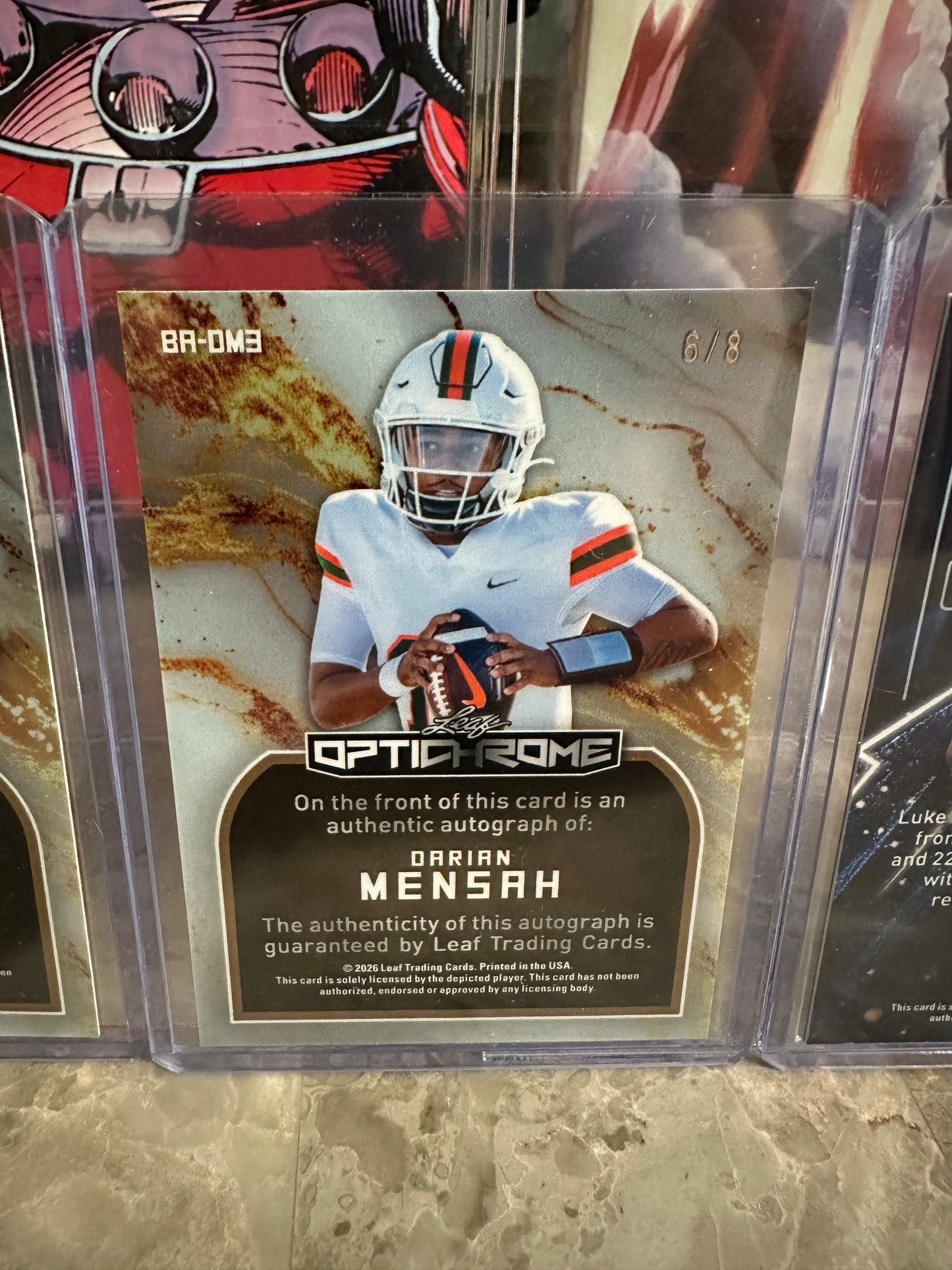 2026 Leaf Optichrome Miami Hurricanes QB Lot DARIAN MENSAH 1/1 & AUTO /8 Nickel