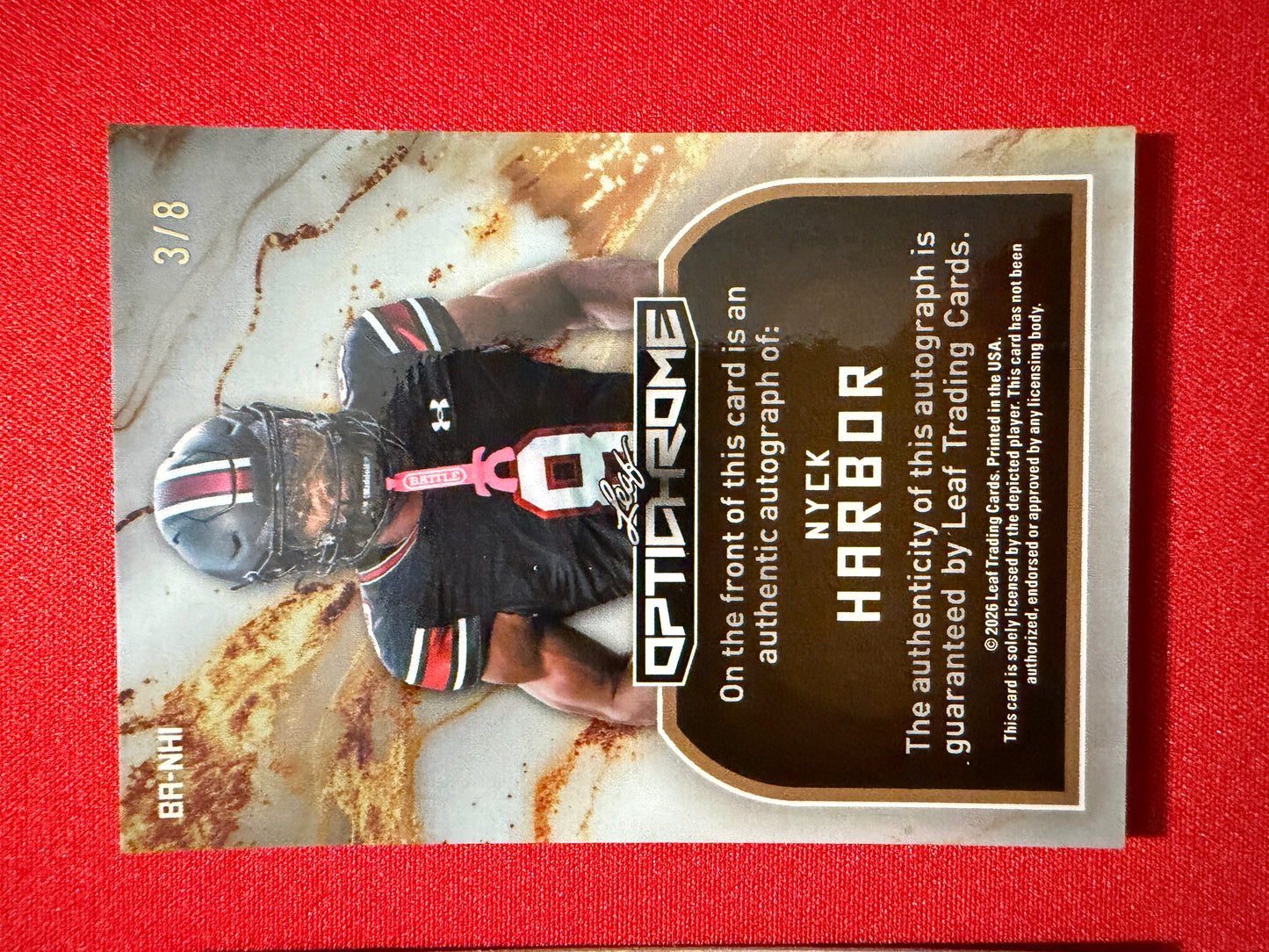 Nyck Harbor 2026 Leaf Optichrome Peace Super Gold Prismatic 1/1 2-Card Auto Lot