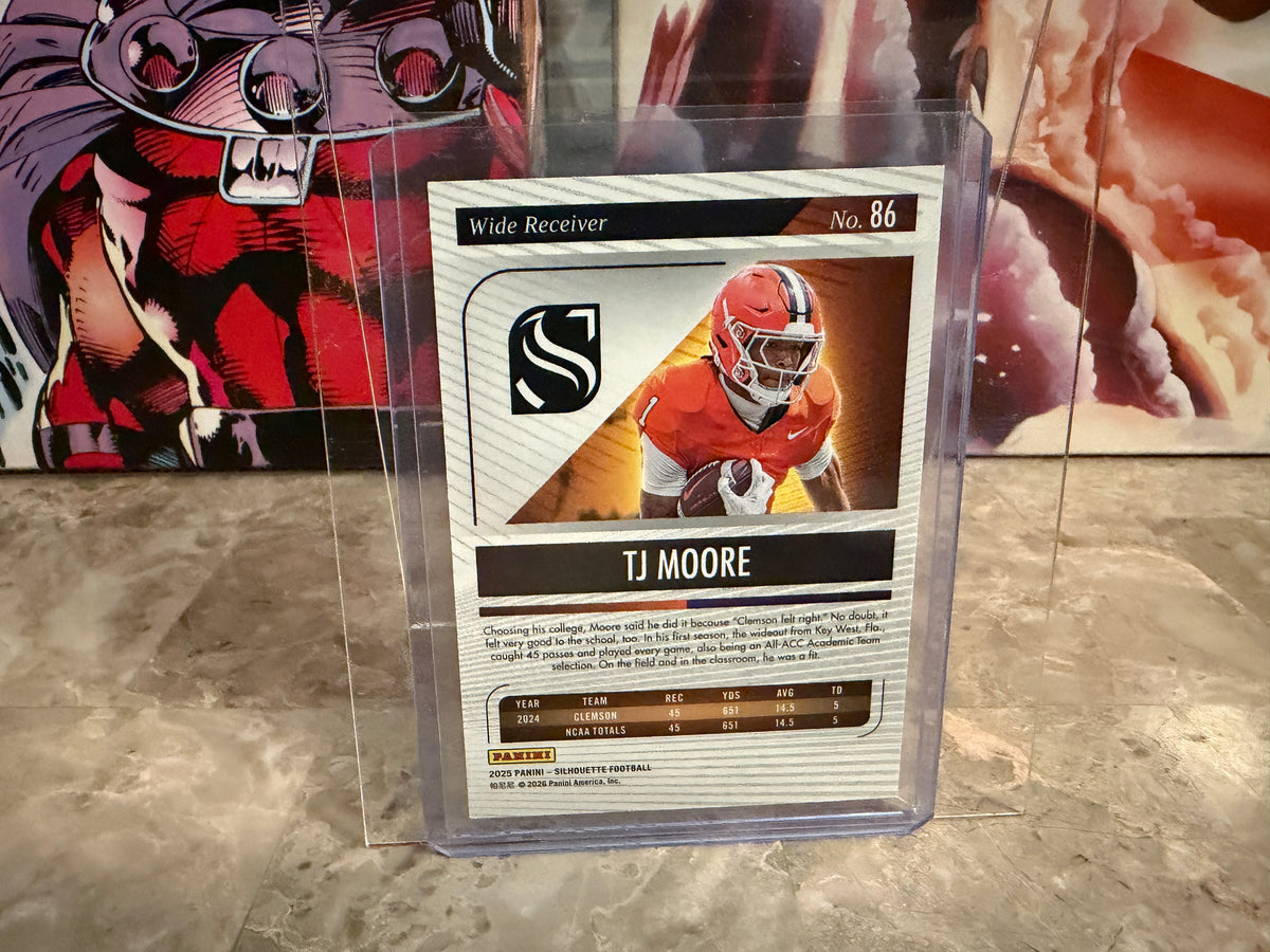 TJ Moore 2025 Panini Silhouette Football Base Red /75 #86