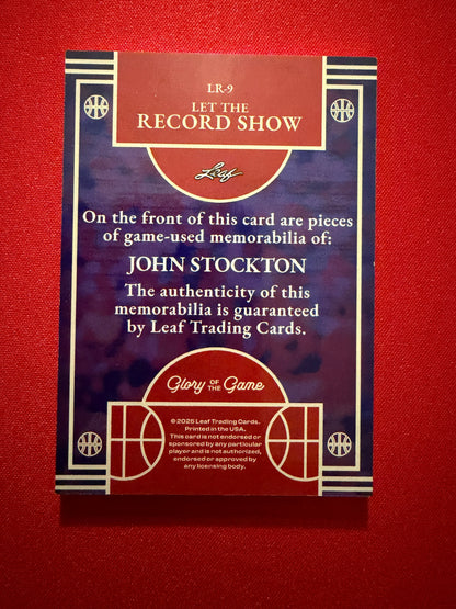 John Stockton 2025 Leaf Glory of the Game Let the Record Show Dual Game-Used /35