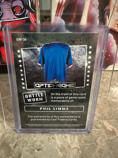 2026 Leaf Optichrome Phil Simms BATTLE WORN GAME USED PATCH /3 Giants MVP