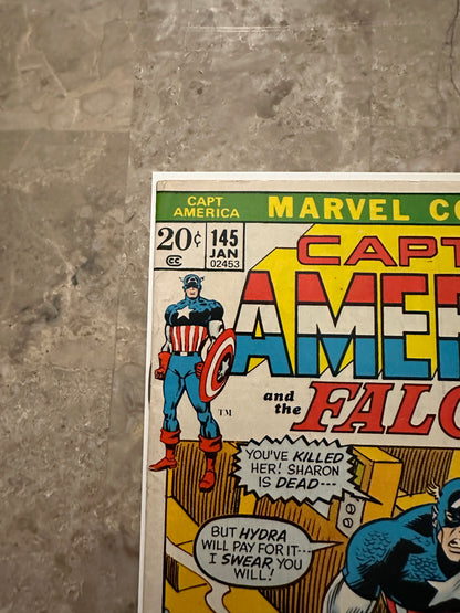 Captain America #145 VG+ 4.5 (1972 Marvel Comics) - Nice copy for grade