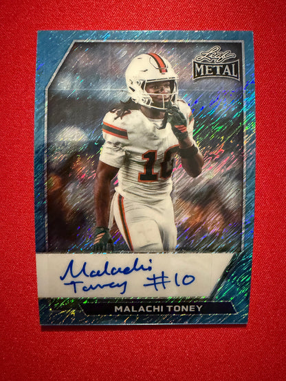 Malachi Toney 2026 Leaf Metal Football Platinum Shimmer Auto /8