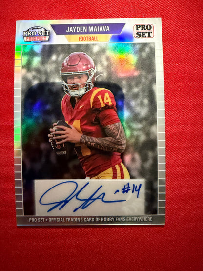 2026 Leaf Peo Set Metal Football Jayden Maiava 1989 Auto Silver /10