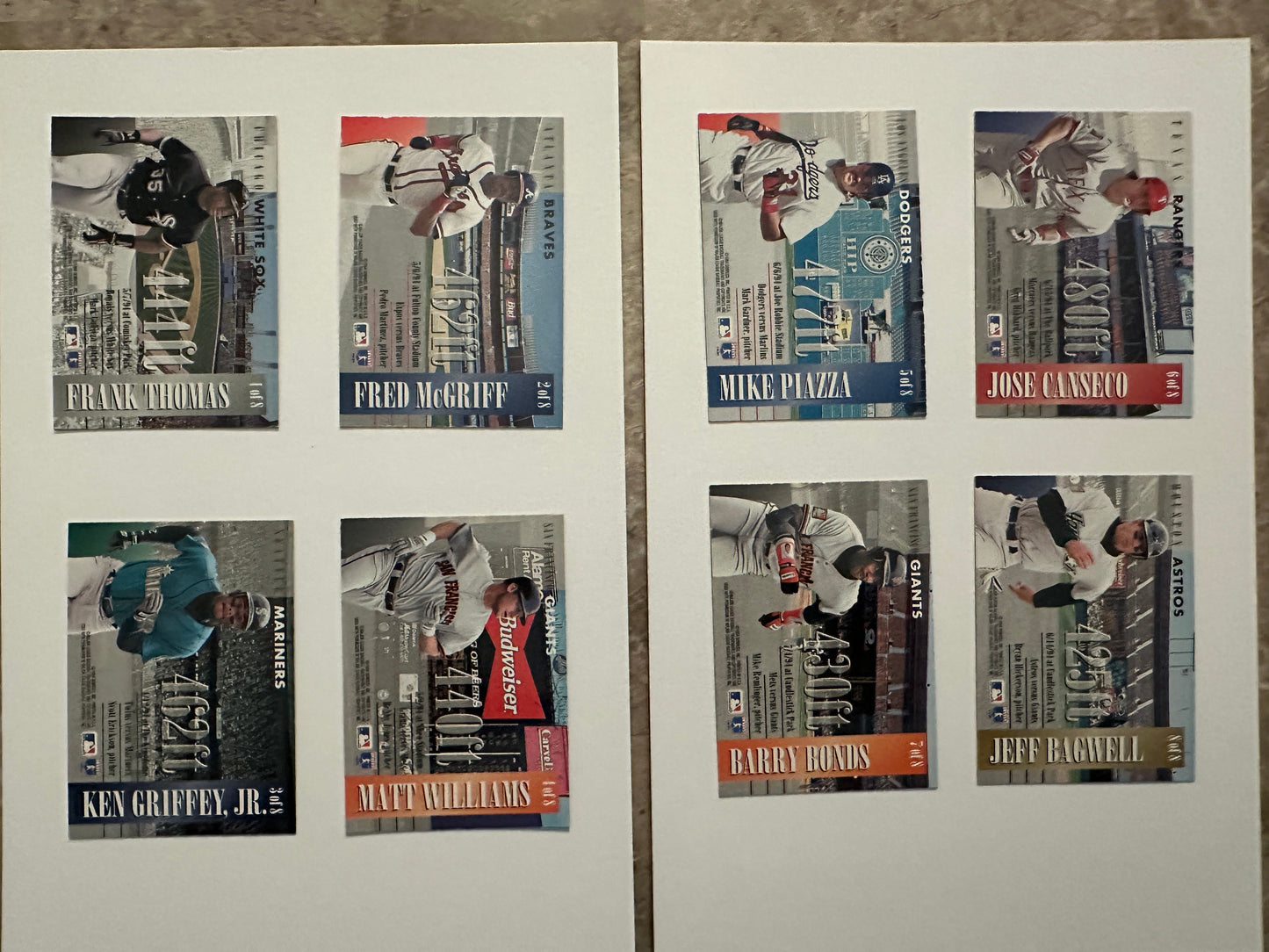 1995 Donruss Long Ball Leaders (8 card set) - Higher grade