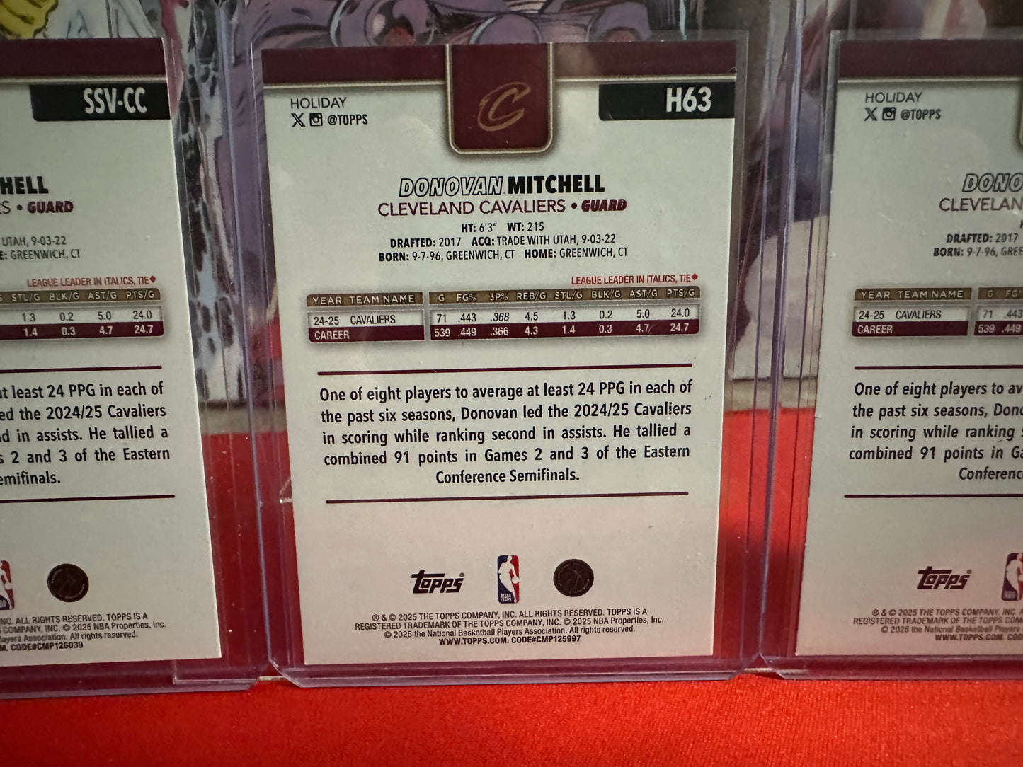 2025-26 Topps Holiday Donovan Mitchell Short Print, Glitter, Blue Foil Lot of 3