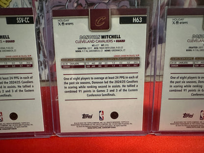 2025-26 Topps Holiday Donovan Mitchell Short Print, Glitter, Blue Foil Lot of 3