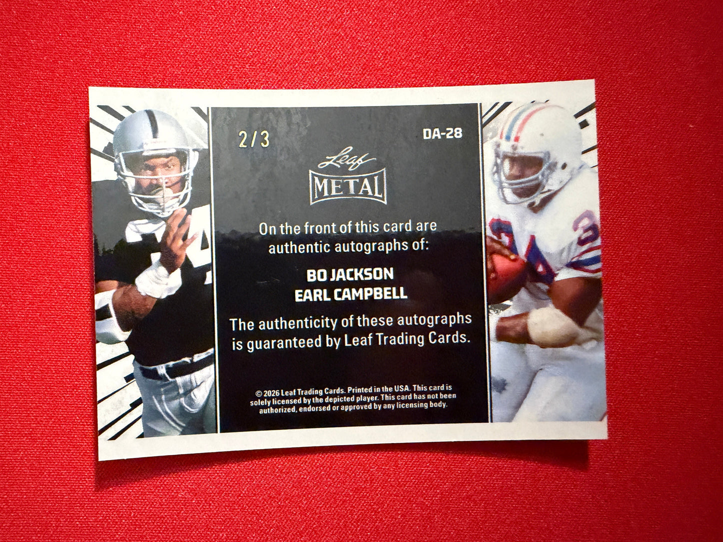 2026 Leaf Pro Set Metal Bo Jackson Earl Campbell On-Card Auto Scope /3