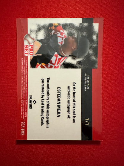 Esteban Mejia 2026 Leaf Pro Set 1990 Red, White and Blue Lazer Auto 1/1