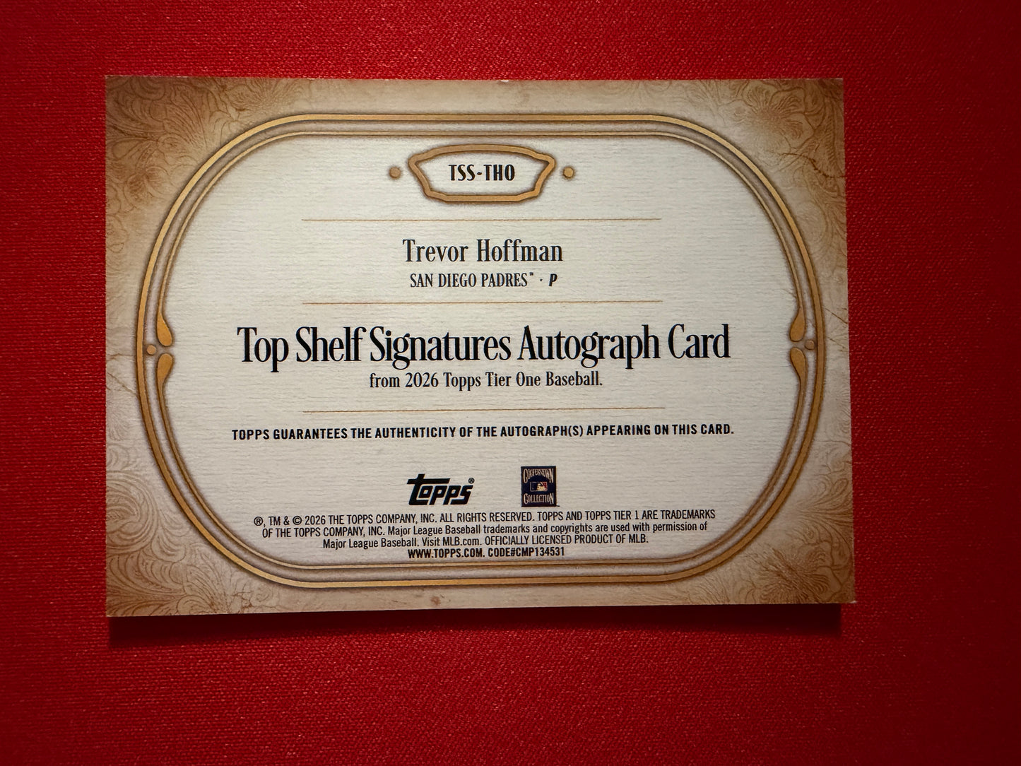 Trevor Hoffman 2026 Topps Tier One Top Shelf Signatures /49