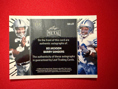 2026 Leaf Pro Set Metal Barry Sanders Bo Jackson On-Card Auto 7/7 Bookend