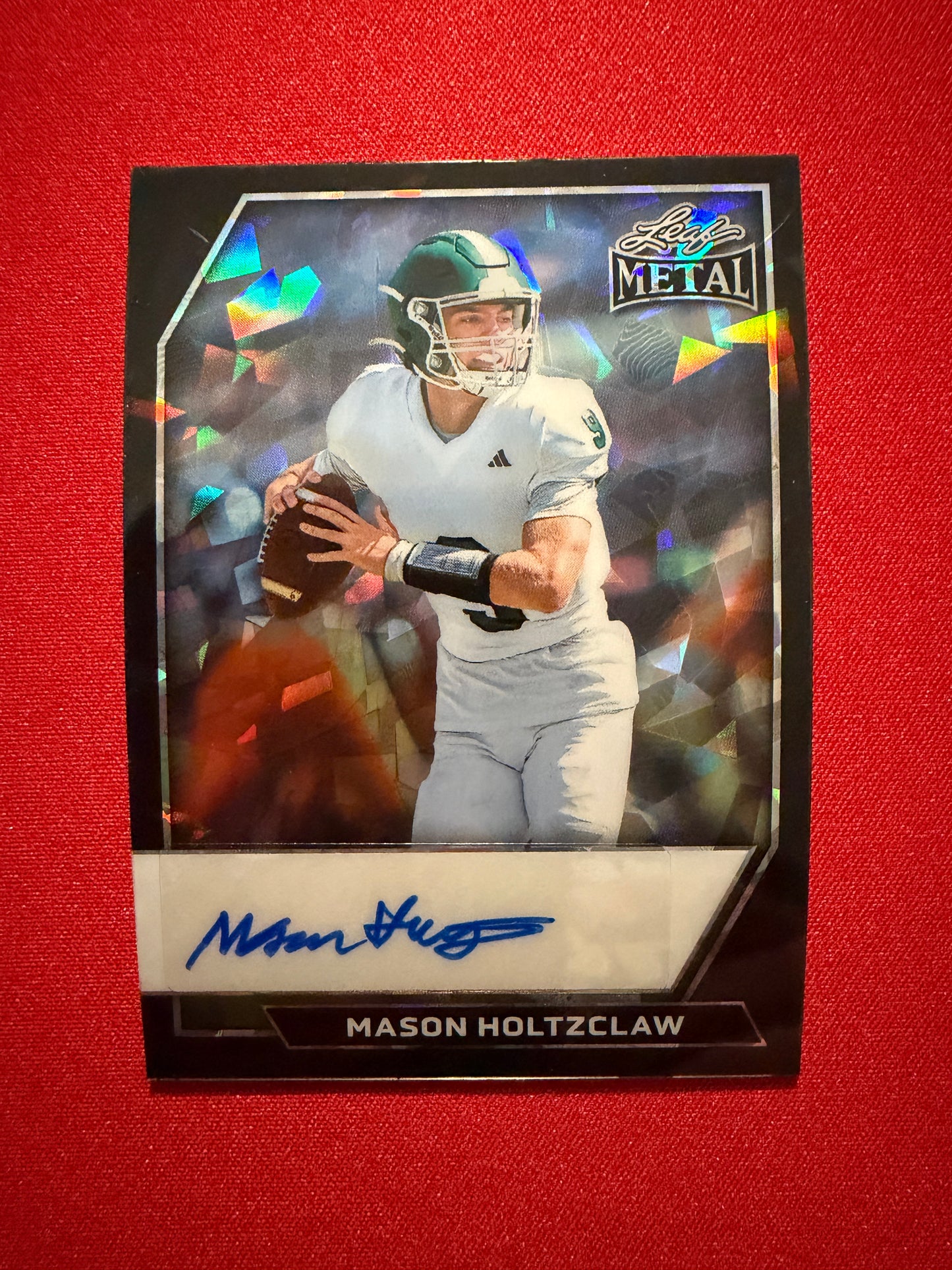 Mason Holtzclaw 2026 Leaf Metal Football Base Auto Black Crystal 1/1