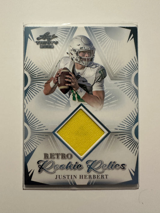 Justin Herbert #RRR-5 Retro Rookie Relics Player Worn Patch (2023 Leaf Trinity)