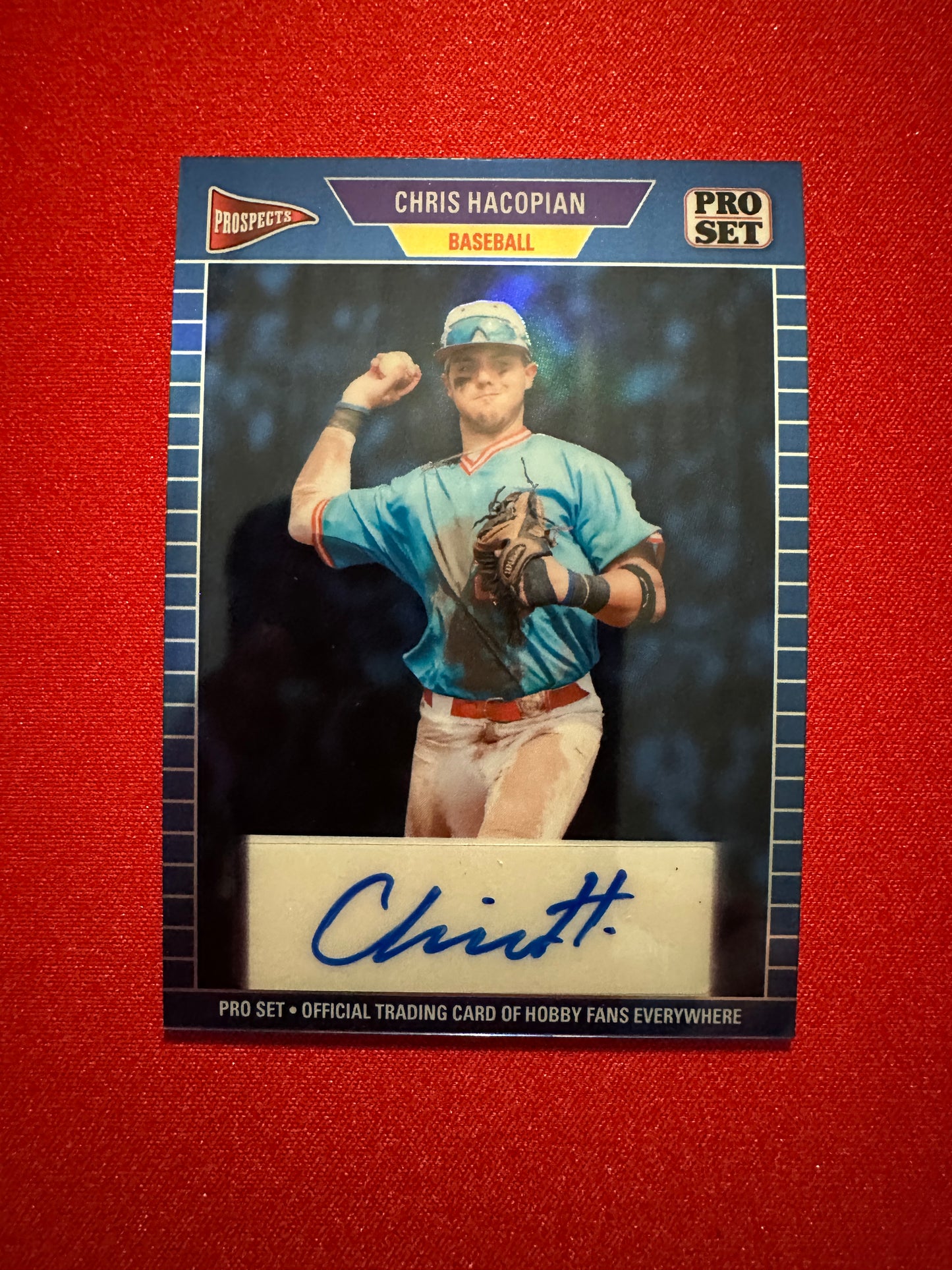 Chris Hacopian 2026 Pro Set Metal 1989 Blue Refractor AUTO /5 - Texas A&M