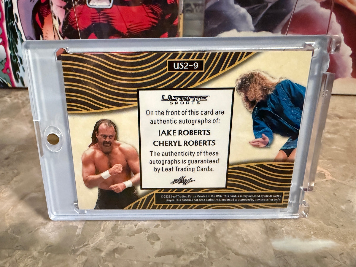 Jake The Snake Roberts Cheryl 2026 Leaf Ultimate Sports 2 Dual Auto 1/15 Bookend