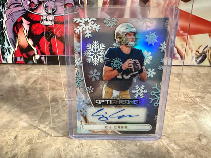 CJ Carr 2026 Leaf Optichrome Football Base Auto Snow Day /5
