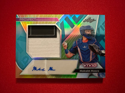 Malcolm Moore 2026 Leaf Vivid Baseball Prospect Memorabilia Auto Teal /59