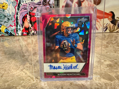 Mason Heintschel Leaf Metal Football Pink Crystal Auto 1/1