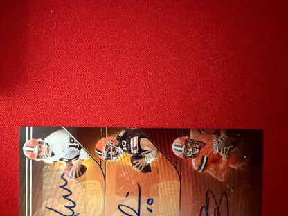 Bernie Kosar Brady Quinn Manziel 2025 Panini Silhouette Triple Autographs 1/25 Bookend
